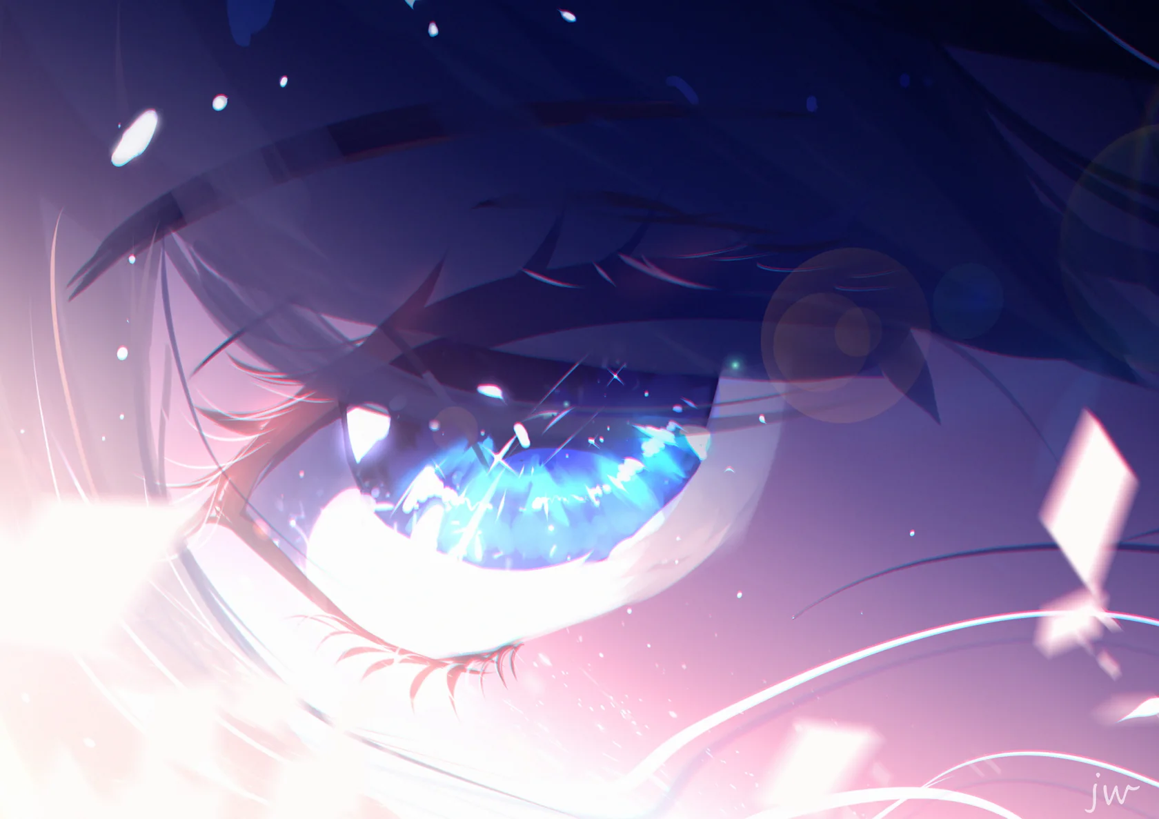 Close-up of a glowing blue eye